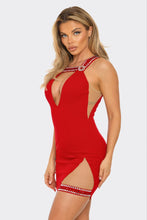 Ally Jewel Mini Dress - Black & Red