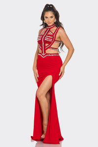 Monet Jewel Maxi Dress - Red