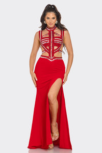 Monet Jewel Maxi Dress - Red