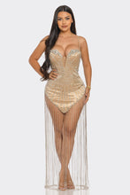 Tiara Satin Rhinestone Mini Dress - Black & Nude