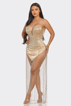 Tiara Satin Rhinestone Mini Dress - Black & Nude