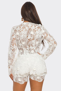 Rosalia Lace Short & Blazer Set - White