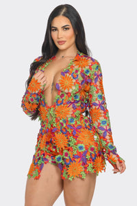 Rosalia Floral Lace 2 Piece Set Short & Blazer - Multi