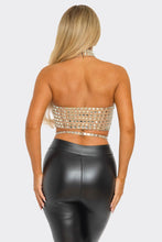 Kenia Rhinestoned Crop Top - Black & Nude