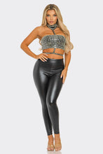 Kenia Rhinestoned Crop Top - Black & Nude