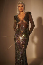 Marilyn Rhinestone Black Long Gown