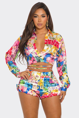 Hawiiana Floral Short & Top Set - Multi