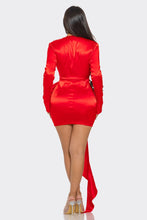 Rosa Satin 3D Floral Mini Dress - Red & Black