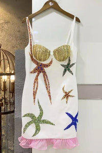 Ariella StarFish Rhinestoned Mini Dress