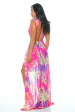 Jungle Tropical Maxi Dress Skirt/Bodysuit Set - Fuchsia