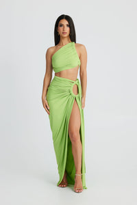 Tulum 2 Piece Set Skirt & Top - Green, Fuchsia & Black