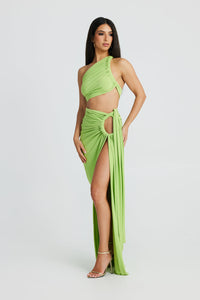 Tulum 2 Piece Set Skirt & Top - Green, Fuchsia & Black