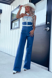 Aaliyah Denim Diamond Jumpsuit - 4 Colors