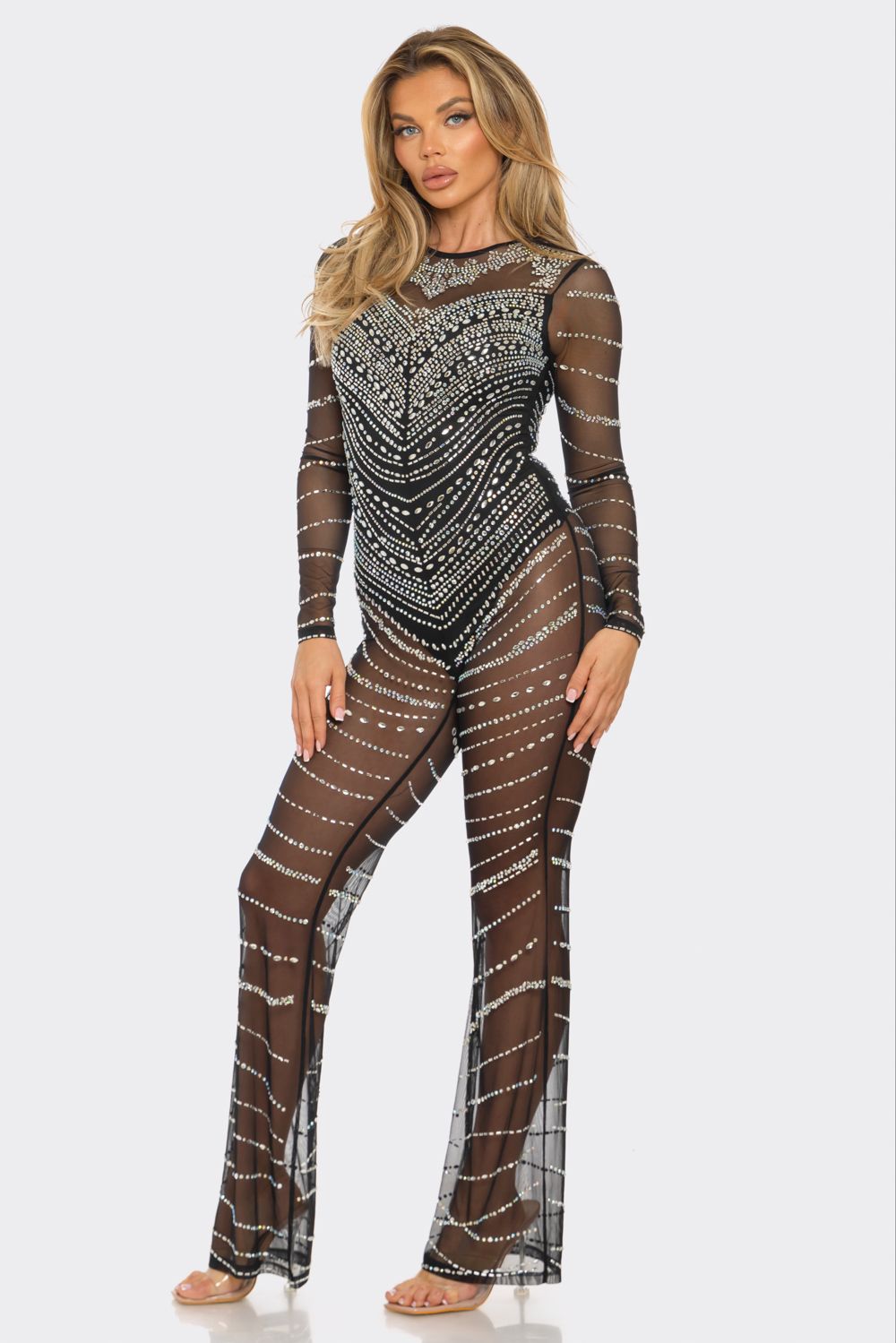 Taylor Rhinestone Jumpsuit - Black