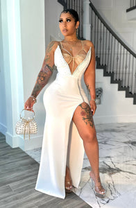 Jessy Rhinestone Maxi Dress - White