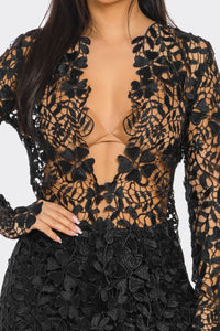 Rosalinda Crochet 2Pcs Set - Black