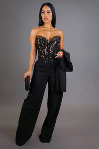Sophia Blazer & Jumpsuit Set - Black & White