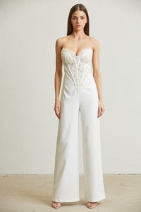 Sophia Blazer & Jumpsuit Set - Black & White