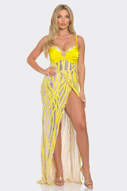 Katty Sequin Maxi Dress - Yellow