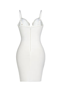 Bianca Bandage Crystal Mini Dress - White