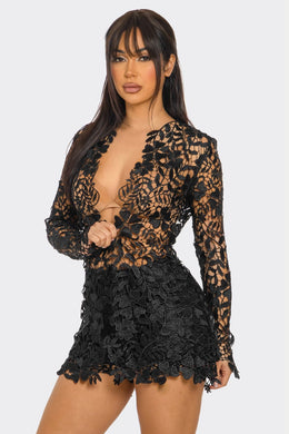 Rosalinda Crochet 2Pcs Set - Black