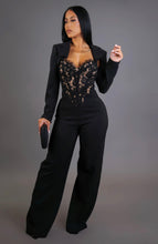 Sophia Blazer & Jumpsuit Set - Black & White