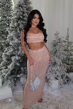 Angelica Rhinestone Set Top & Skirt - Nude