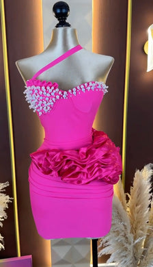 Rosalyn Pearl 3D Rose Bandage Dress - Pink
