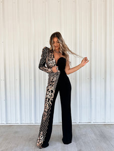 Nataly Sequin Overlap Jumpsuit - 4 Colors