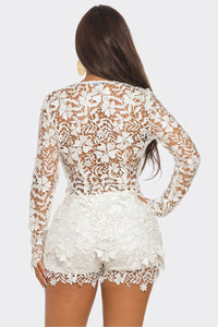 Rosalia Crochet 2pcs Top & Shorts Set - White
