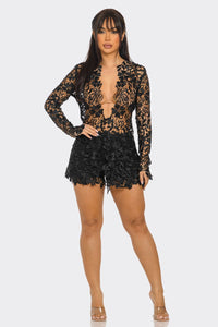 Rosalinda Crochet 2Pcs Set - Black