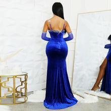 Charlotte Maxi Velvet Dress with Gloves - 3 Colors