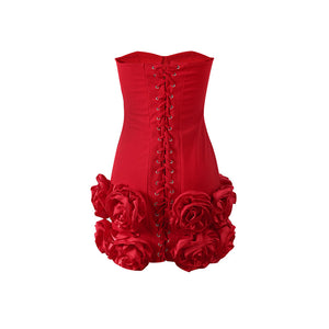 Flamenco Flair Floral 3D Mini Dress - Red