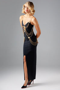 Angelique Bandage Chains Maxi Dress - Black