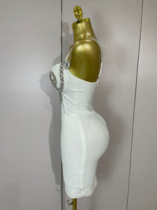 Bianca Bandage Crystal Mini Dress - White