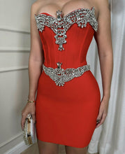 Isabella Bandage Corset Mini Dress - Black & Red