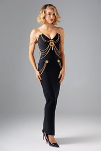 Angelique Bandage Chains Maxi Dress - Black