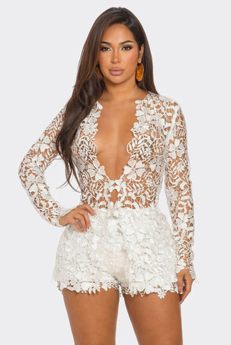 Rosalia Crochet 2pcs Top & Shorts Set - White
