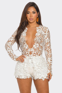 Rosalia Crochet 2pcs Top & Shorts Set - White