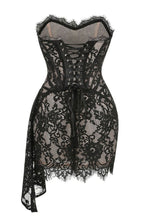 Valery Lace Coquette Mini Dress - Black