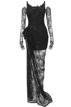 Valencia Lace Long Gown With Gloves - Black