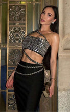 Mabelle Diamante Chain Skirt & Top Set - Black & White