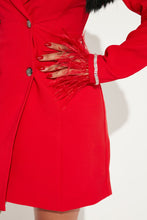 Quenna Feather Blazer Dress - Red & Black