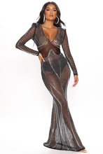 Marilyn Rhinestone Black Long Gown