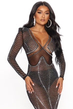 Marilyn Rhinestone Black Long Gown