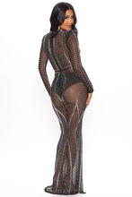 Marilyn Rhinestone Black Long Gown