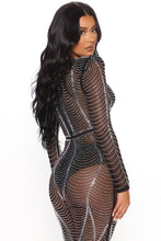 Marilyn Rhinestone Black Long Gown