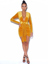 Golden Goddess Ruched Mini Dress