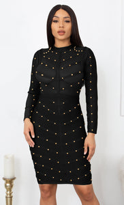 Charlotte Black Bandage Stud Dress