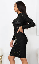 Charlotte Black Bandage Stud Dress